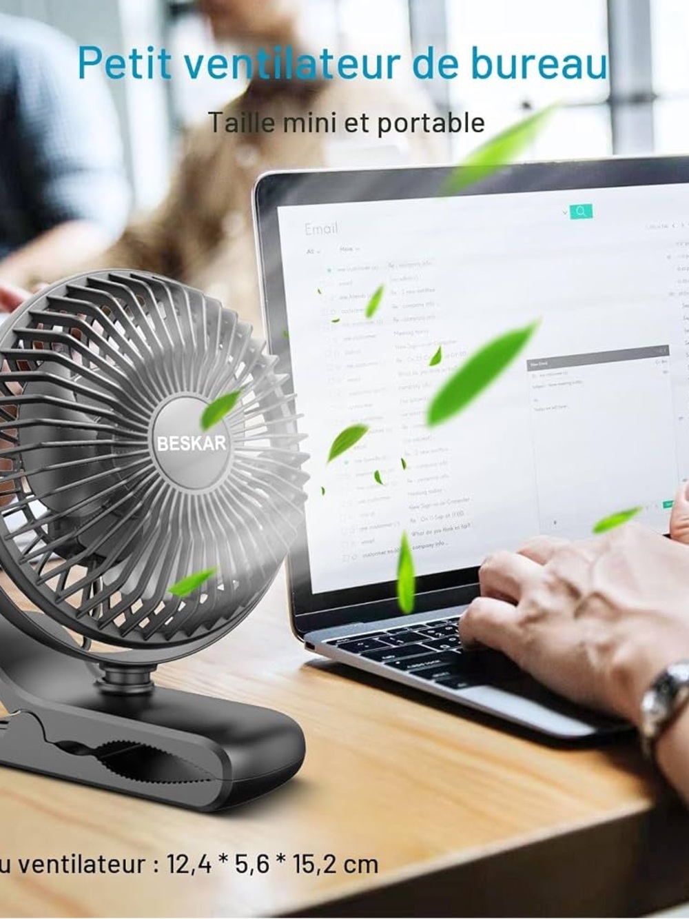 BESKAR Portable Mini Desk Fan - Gray